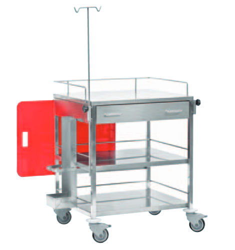 Carrello di emergenza - CP.10.000I - Orla Equipamientos Clínicos - con portabombola di ossigeno / con tavola per massaggio cardiaco / con asta portaflebo