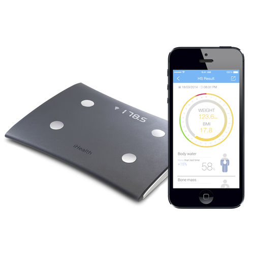 Analizzatore di composizione corporea per bioimpedenziometria - HS5 - iHealth - con piattaforma / per smartphone / con connessione wireless