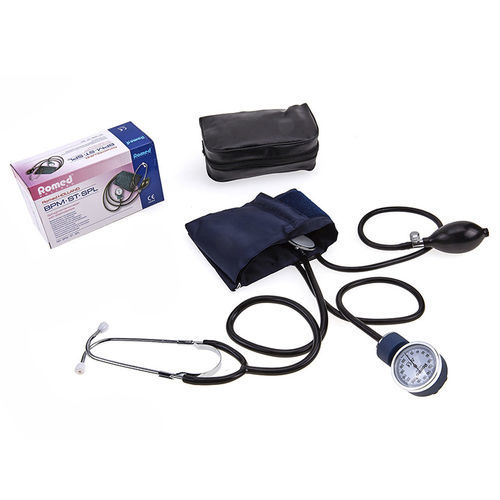 Belmalia Sfigmomanometro Aneroide Con Stetoscopio Doppio, Pera, Manometro, Bracciale, Borsa Per Servizio Di Emergenza, Medico, Consultazione, Nero