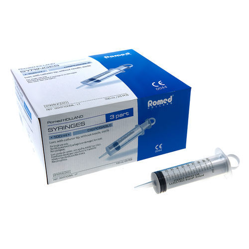 Siringa 100 mL - 3SYR100ML-LT - Romed Holland - monouso / sterile / con beccuccio tipo catetere