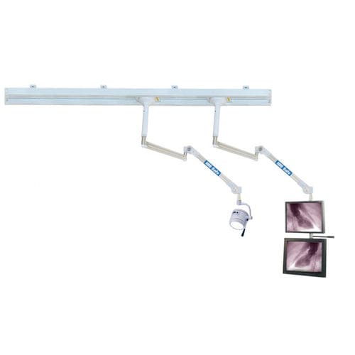 Braccio di supporto articolato - Hercules® - AADCO Medical - per monitor / per sala operatoria / su guida di scorrimento