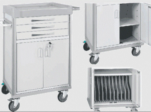 Carrello medico - LM Realisations - per cartelle mediche / di trasporto / con cassetti