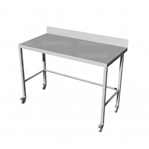 Tavolo da lavoro - TATA series - TEKNOMEK - rettangolare / su rotelle / in acciaio inossidabile