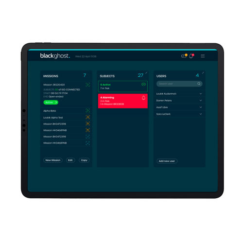 Software medico - Black Ghost series - Equivital - di analisi di dati / con sistema di tracciatura / di telemonitoraggio di segni vitali