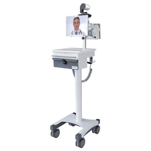 Carrello per telemedicina per videoconferenza - TELESTROKE - Lund Industries - ad altezza regolabile / con cassetti / wireless