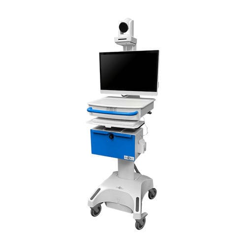 Carrello per telemedicina con batteria - DCT-TC6 - Lund Industries - con cassetti / ad altezza regolabile