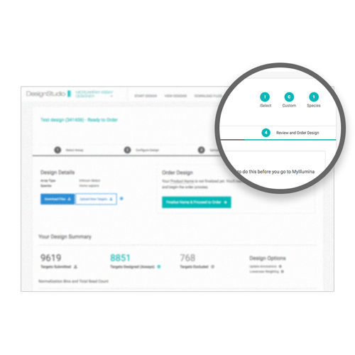 Applicazione web di progettazione - DesignStudio  - Illumina - di valutazione / di acquisizione / di validazione
