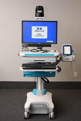 Carrello per telemedicina con ECG - eDoc® - ICUcare - ad altezza regolabile / con stetoscopio