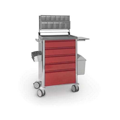 Carrello per anestesia - 10.CR.1589.I - JMS Healthcare Furniture - per uso generale / in acciaio inossidabile / 5 cassetti