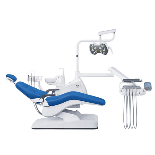 Riunito odontoiatrico con poltrona elettrica - GD-S350 - Foshan Gladent Medical Instrument Co.,Ltd - con poggiatesta flessibile / con monitor / con sistema di igiene