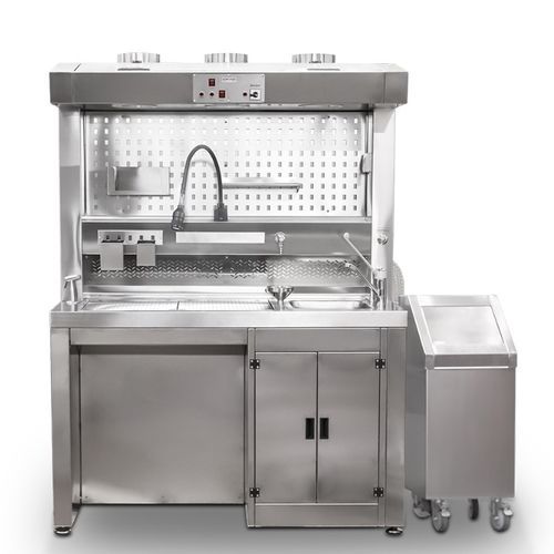 Workstation da laboratorio per istopatologia - EVO150FD - Hiplaas - da terra / con lavandino / con ventilazione