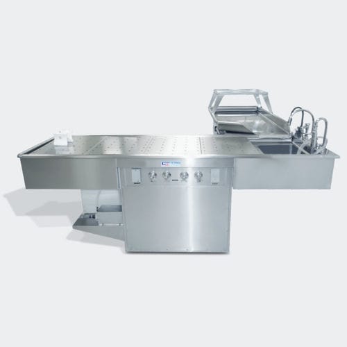 Tavolo di autopsia - DPV-L Deluxe  - Spire Integrated Solutions - a forma di L / ventilato / con lavandino
