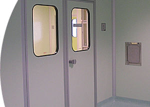 Porta per camera bianca - ClearSphere - battente / con rivestimento in poliestere / doppia