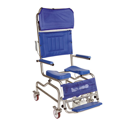 Sedia da doccia con schienale alto - 981/B - Care & Independence - con braccioli / con rotelle / con apertura igienica
