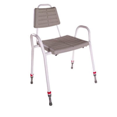 Sgabello da doccia con braccioli - Neptun - HMN - con schienale / ad altezza regolabile / in plastica
