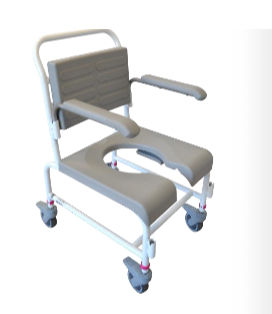 Sedia da doccia con braccioli - M2 SMALL - HMN - con rotelle / con apertura igienica / con schienale