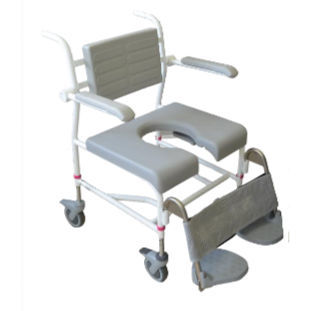 Sedia da doccia con braccioli - M2 - HMN - con schienale / con rotelle / con apertura igienica