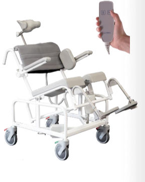 Sedia da doccia con braccioli - WIDE EL-TIP - HMN - con rotelle / con poggiapiedi / con apertura igienica