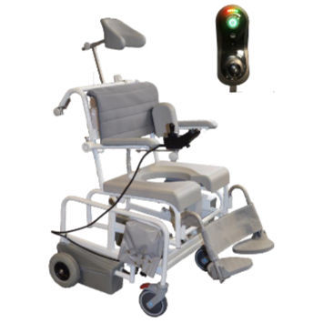 Sedia da doccia con braccioli - M2 - HMN - con rotelle / con poggiapiedi / con apertura igienica