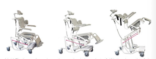 Sedia da doccia con braccioli - 31080 series - HMN - con rotelle / con apertura igienica / girevole