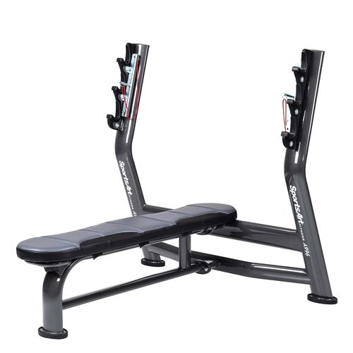 Panca per esercizi muscolari piatta - A996  - SportsArt Fitness - con rastrelliera per bilancieri