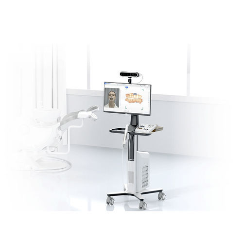 Postazione di lavoro per laboratorio odontotecnico con monitor - e-Motion - Shining 3D - con rotelle / automatica