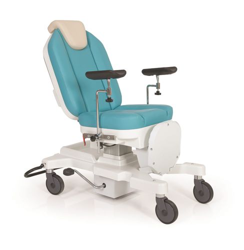 Poltrona per prelievo di sangue idraulica - P-KL-002 - PROMEK - a 2 sezioni / con rotelle / Trendelenburg