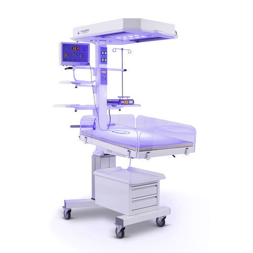 Tavolo di rianimazione neonatale con lampada per fototerapia - LN-91G - Alfamedic - con ventilatore / con bilancia / con contenitore
