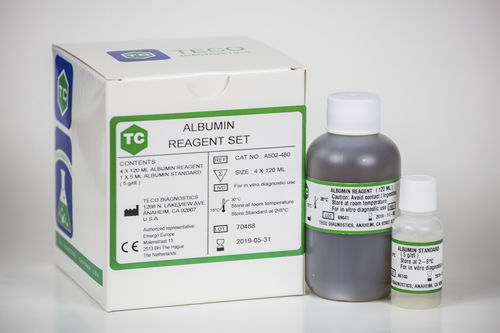 Reagente di albumina - A502-480 - Teco Diagnostics - di campioni di sangue / per chimica clinica / per colorimetria
