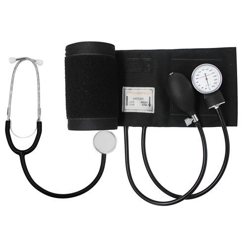 Belmalia Sfigmomanometro Aneroide Con Stetoscopio Doppio, Pera, Manometro, Bracciale, Borsa Per Servizio Di Emergenza, Medico, Consultazione, Nero - Foto 13