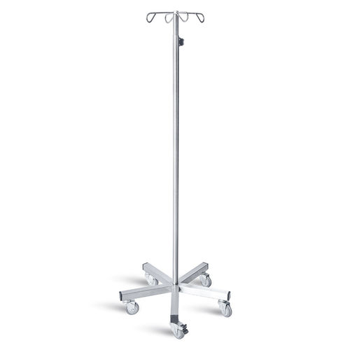 Asta portaflebo con rotelle - D-68 - DEMERTZI M & Co - 4 ganci / ad altezza regolabile / in acciaio inossidabile