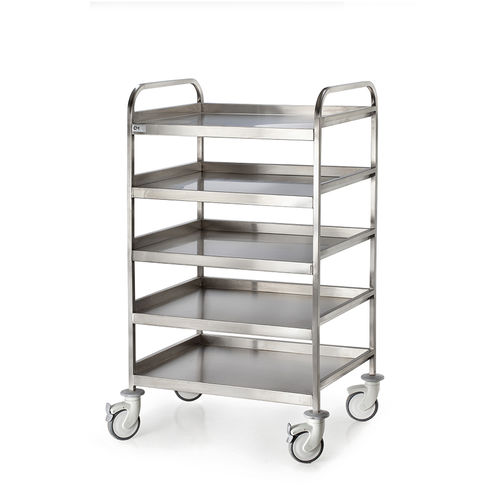 Carrello portabiancheria medico - D-52 - DEMERTZI M & Co - multifunzione / 5 ripiani / in acciaio inossidabile
