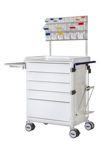Carrello per uso generale - Nursing Trolley - MATTTEO - per trattamenti / 5 cassetti / con piano di appoggio