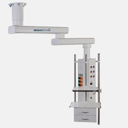 Braccio di distribuzione a soffitto - MEDGAS-TECHNIK GmbH Medical-Technology - per terapia intensiva / per sala operatoria / articolato