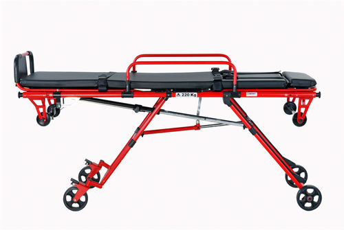 Barella con carrello per ambulanze - Compact - ROYAX - manuale / con schienale regolabile / pieghevole