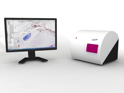 Digitalizzatore di vetrini per microscopio - Pannoramic Desk II DW - 3DHISTECH Ltd. - con lettore di codici a barre / in campo chiaro / a fluorescenza