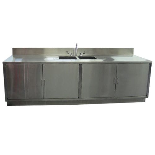 Tavolo di procedura per farmacie - GAT -LAB-CAB-3410834-2-SS-ST - G2 Automated Technologies , LLC. - con lavandino / con porta / in acciaio inossidabile