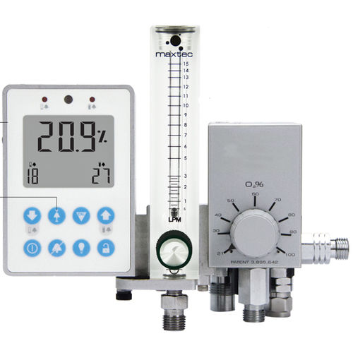 Miscelatore di gas medico - MaxBlend Lite - Maxtec - di ossigeno / d'aria / tubo flussometro