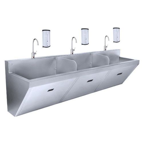 Lavandino chirurgico 3 postazioni - J-770-3-S-SPD - Just Manufacturing - in acciaio inossidabile / comando elettronico / con dispenser di sapone