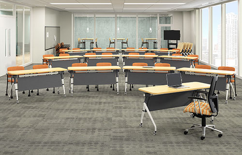 Tavolo per sala riunioni - Fold - National Office Furniture - rettangolare / pieghevole / su rotelle