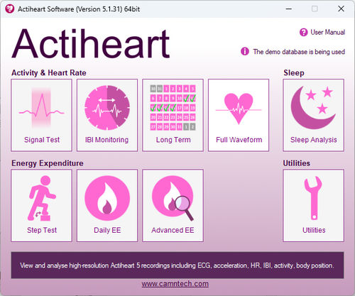 Software di analisi della variabilità della frequenza cardiaca - Actiheart 5 - CamNtech - medico / di analisi di dati / di gestione