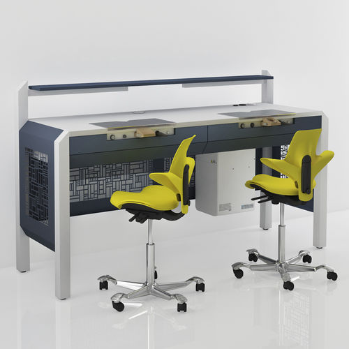 Postazione di lavoro per laboratorio odontotecnico con illuminazione - COMP.7 - CATO - con cassetti / doppia