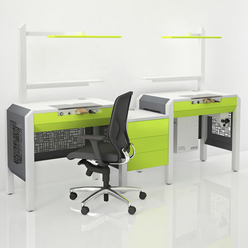 Postazione di lavoro per laboratorio odontotecnico con illuminazione - COMP.12 - CATO - con cassetti / doppia