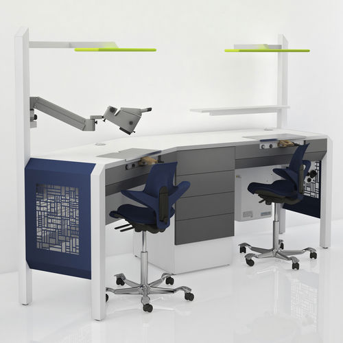 Postazione di lavoro per laboratorio odontotecnico con illuminazione - COMP.13 - CATO - con cassetti / doppia