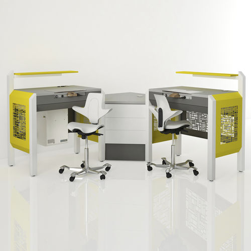 Postazione di lavoro per laboratorio odontotecnico con illuminazione - COMP.14 - CATO - con cassetti / doppia