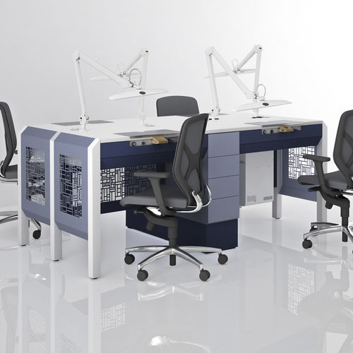 Postazione di lavoro per laboratorio odontotecnico con illuminazione - COMP.20 - CATO - con cassetti / doppia