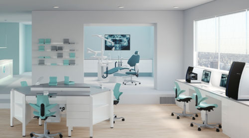Postazione di lavoro per laboratorio odontotecnico didattica - PROGETTO 2 - CATO - con ripiani / con illuminazione / con monitor