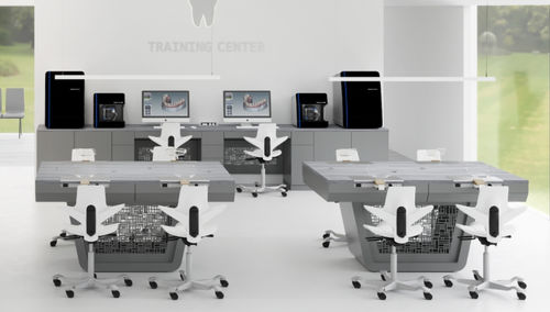 Postazione di lavoro per laboratorio odontotecnico didattica - PROGETTO 3 - CATO - con ripiani / con illuminazione / con monitor
