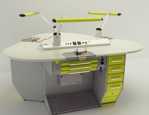 Postazione di lavoro per laboratorio odontotecnico con illuminazione - Operativa 15  - CATO - con poggiapiedi / ad isola