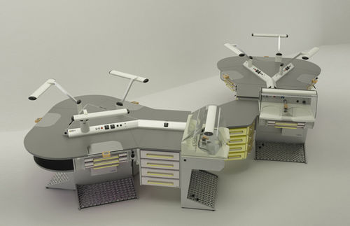 Postazione di lavoro per laboratorio odontotecnico con illuminazione - Operativa 40  - CATO - con poggiapiedi / ad isola